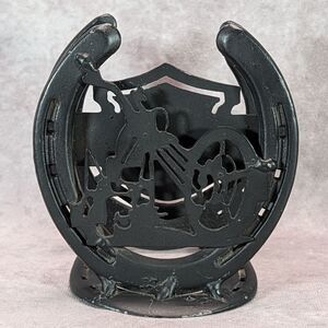 Rustic Horseshoe Motorcycle Steel Napkin Holder Western Biker Kitchen Decor